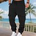 Men's Heavyweight Fleece-Lined Cargo Joggers – Winter Relaxed Fit Drawstring Pants With Multiple Pockets (100% Polyester)_viptrois.com