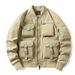 Men's Clothing Bomber Jacket Men's American Retro Baseball Uniform Multi Pocket Work Jacket Functional Jacket Three Proof Assault Top_viptrois.com