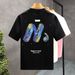 Casual Short Summer Printed Men's New Round Neck T-shirt Trendy Letter American Fashion Versatile Half Sleeved Top_viptrois.com