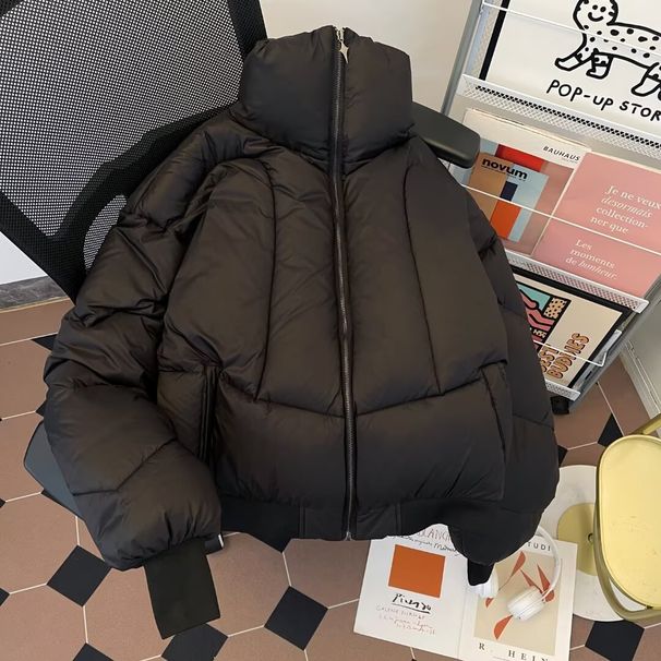 Men's Clothing Men's Short Puffer Jacket With High Neck, Oversized Streetwear Style, Lightweight & Warm Winter Coat For Urban Fashion_viptrois.com