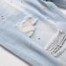 Men's Distressed Denim Shorts With Rip And Bleach Effects, Light Blue Casual Cargo Pocket Knee-Length Shorts For Street Style_viptrois.com