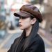Korean Style Face-Slimming PU Beret Outdoor Elegant Fashion Octagonal Hat Internet Celebrity Trendy Duckbill Cap_viptrois.com