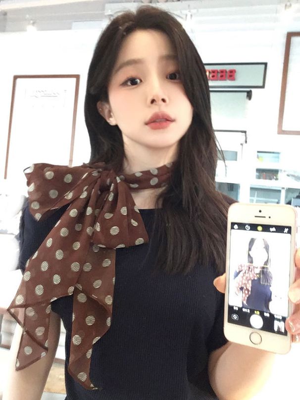 Mistakenly Mistaken For A Korean Drama Female Lead, Versatile Polka Dot Long Women's Beach Vacation Necktie, Scarf,_viptrois.com