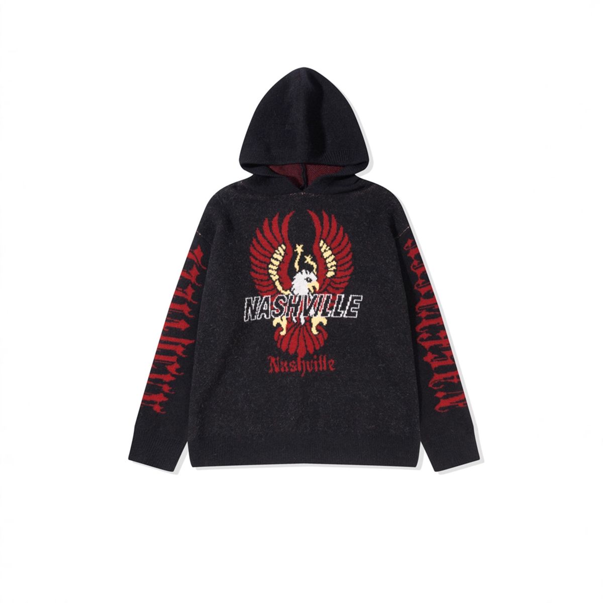 Vintage Eagle Hooded Sweatshirt – Unisex Streetwear Knit Jumper (S-XL, Black)"_viptrois.com