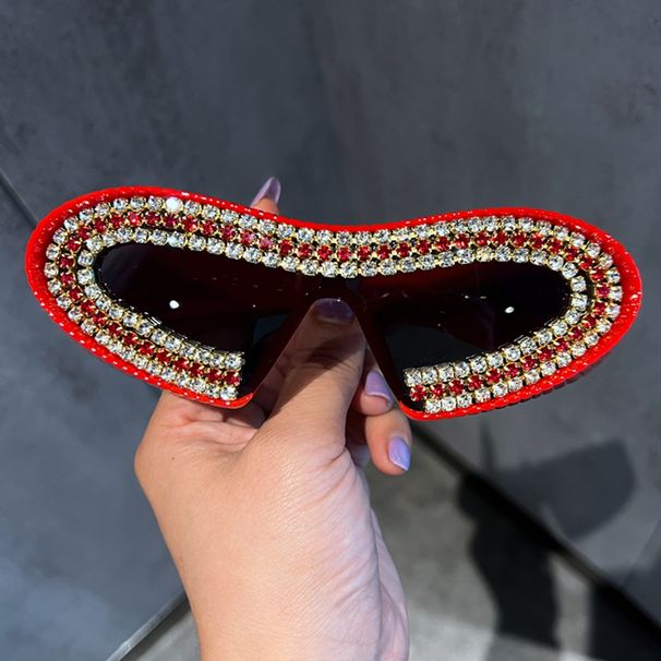 Avant Garde Exaggerated Concave Sunglasses Futuristic Large Frame One Piece Street Shooting Diamond Studded Sunglasses_viptrois.com