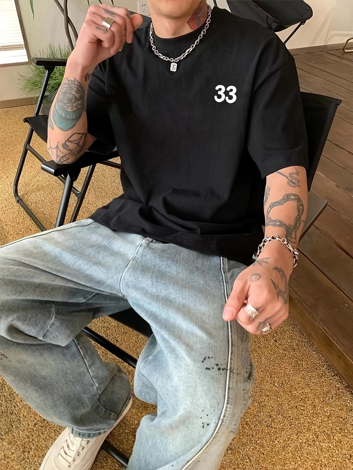 Maglietta Uomo 180g Cotone Puro Girocollo Stampa Morbida Traspirante Abbigliamento Casual Estivo Vestibilità Regolare Multifunzione_viptrois.com