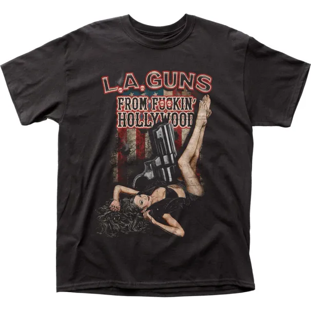 L.A. Guns From Hollywood Mens T Shirt Mens Womens Tees Top Rock N Roll Music Classic Band Tee Black_viptrois.com