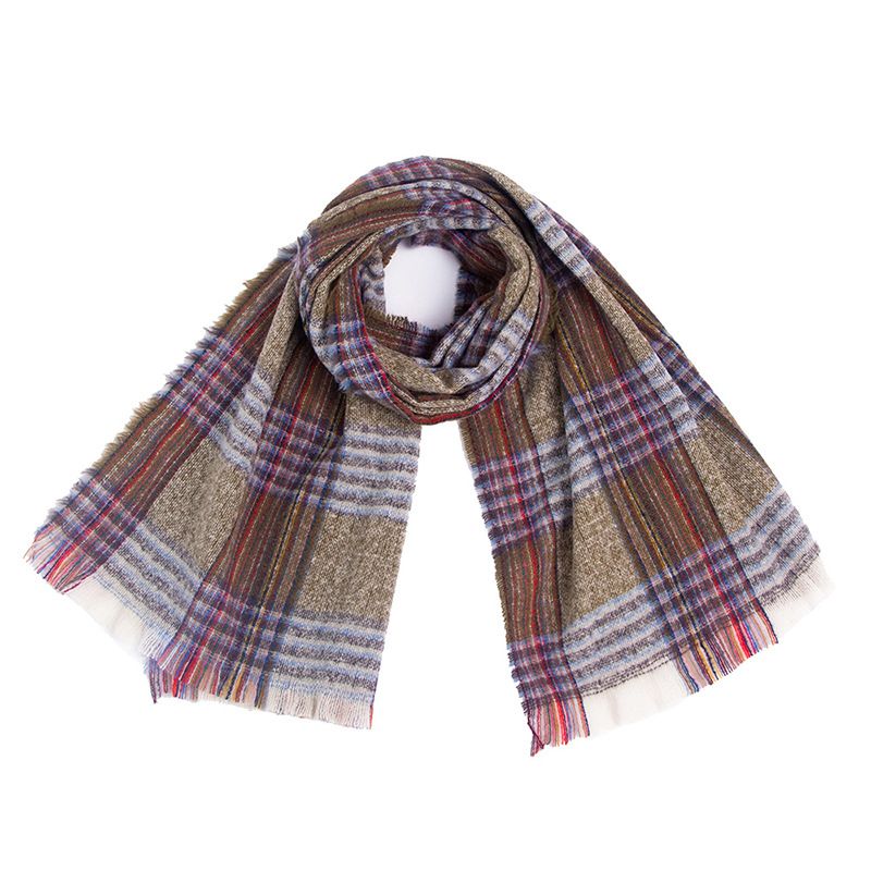 Unisex Double-sided fringe check shawl shawl for women_viptrois.com
