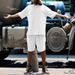 Men's Clothing Short Sleeved Suit Solid Color Round Neck Loose Casual T Shirt Suit_viptrois.com