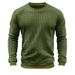 Men's Spring And Autumn Winter Waffle Round Neck Long Sleeved T Shirt Men's Small Square Casual Bottom_viptrois.com