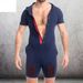 Men's short-sleeved suit Casual hooded cardigan pajamas jumpsuit_viptrois.com