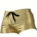 Men's Clothing Boxer Solid Color Drawstring Lace Up Metallic Color Special Fabric Fashionable And Simple Beach Swimming Trunks_viptrois.com