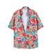 Men's Hawaiian Beach Vacation Loose Fit Couple Trendy Brand Short Sleeve Floral Shirt Casual Two-Piece Set_viptrois.com