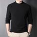 Pure Half Turtleneck Brushed Base Shirt Men's Mid-Neck Long Sleeve T-Shirt Sweatshirt Autumn Winter Double-Sided Fleece_viptrois.com