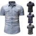 Man's clothing Men's denim short-sleeved shirt_viptrois.com