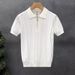 Men's Clothing Half Zip Polo Shirt Knitted Lapel Short Sleeved T Shirt Ice Silk Summer Breathable Tops_viptrois.com