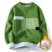 Autumn Winter Fleece Lined Thickened 2026 New Knitted Sweater Men's Flow Knit Base Shirt Youth Knitwear_viptrois.com