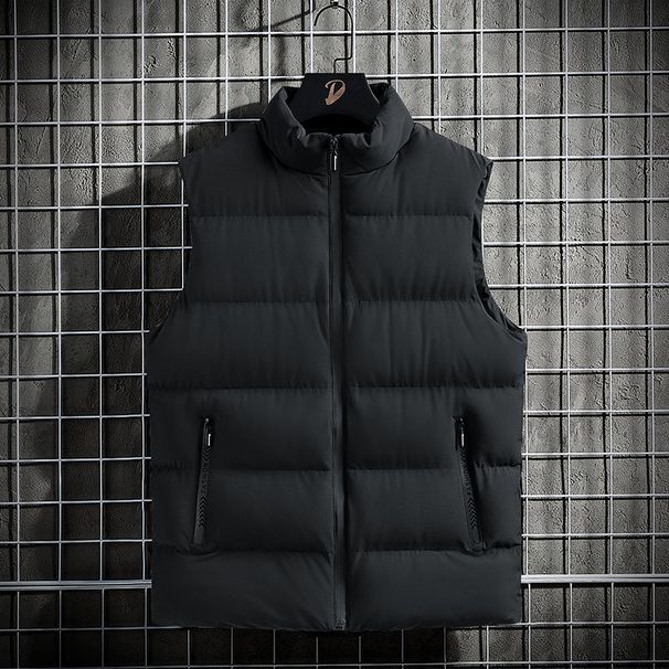 Men's Lightweight Sleeveless Vest Jacket, Slim Fit Zip-Up Stand Collar Waistcoat For Casual Wear (Red/Black/Khaki/Navy/Mist Blue)_viptrois.com