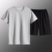 Men's Clothing Ice silk sports suit two piece summer new men's casual suit brand quick drying basketball running suit men's clothing_viptrois.com