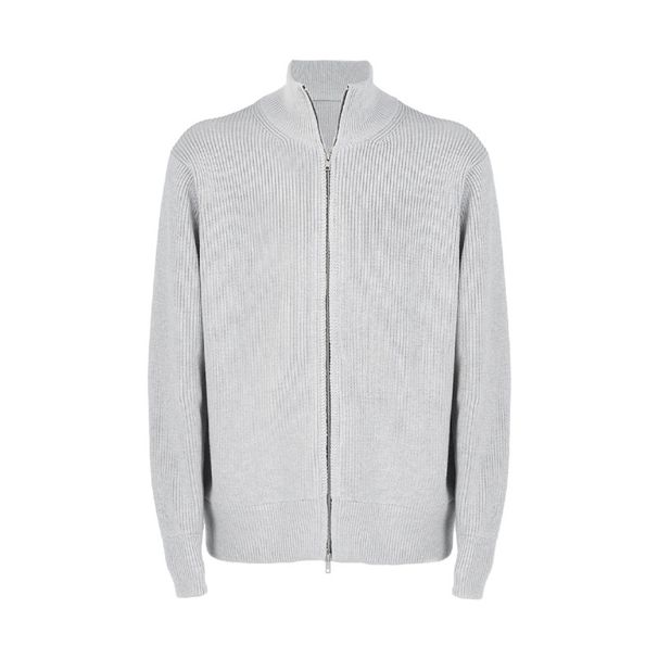 CSMY Autumn Winter Two-Way Zipper High Collar Heavyweight Cardigan Jacket Men Loose Black Knitted Sweater Malala_viptrois.com