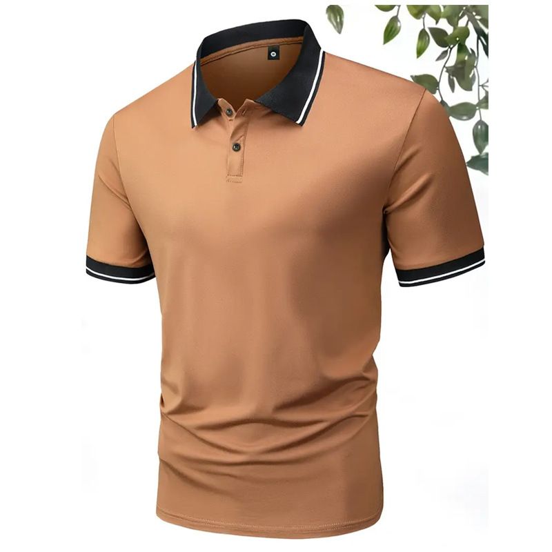 Men’s Clothing New Men's Casual Polo Shirt Chest Pocket Print Lapel Business T Shirt Men's_viptrois.com