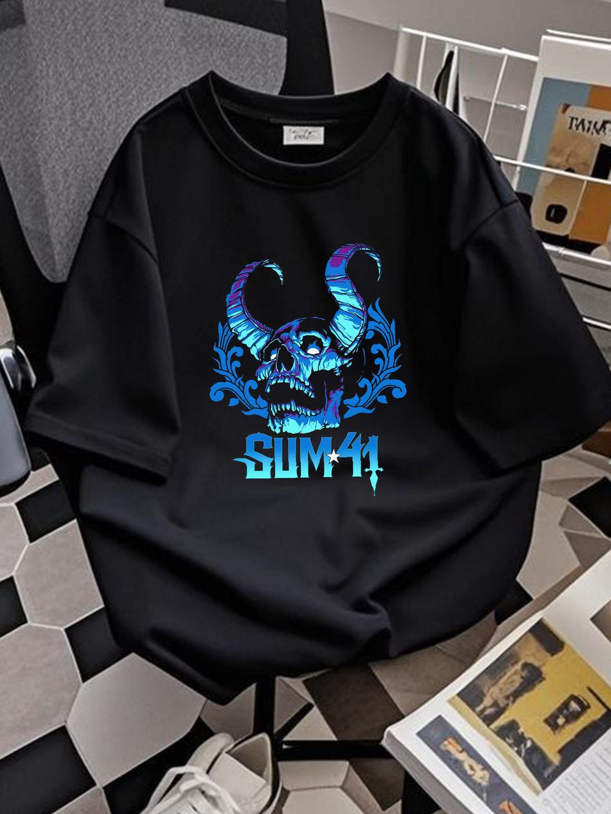 Sum 41 Blue Demon Punk Rock 2 Sided Tour Dates T Shirt Tultex Mens Sz L EUC Unisex Stretched Soft Breathable Summer Comfortable Casual Stylish_viptrois.com