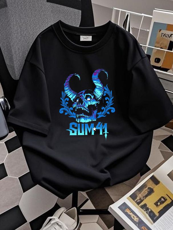 Sum 41 Blue Demon Punk Rock 2 Sided Tour Dates T Shirt Tultex Mens Sz L EUC Unisex Stretched Soft Breathable Summer Comfortable Casual Stylish_viptrois.com