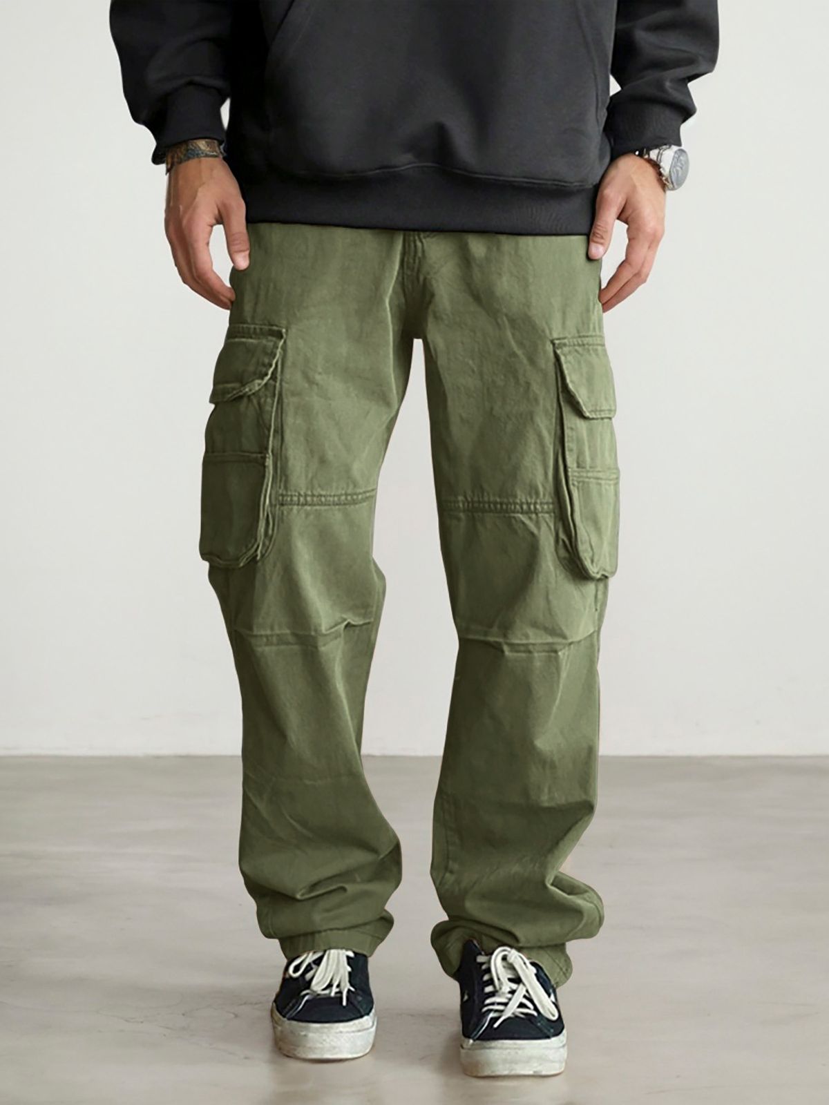 Men's Clothing Overalls Trendy High Street Straight Casual Pants_viptrois.com