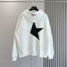 Trendy Brand New High Street Pentagram Print Long-sleeved Sweater Couple Hooded Shoulder Sweater_viptrois.com