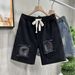 Men's Summer Trendy Denim Shorts Straight Leg Five Point Casual Embroidery Versatile New_viptrois.com