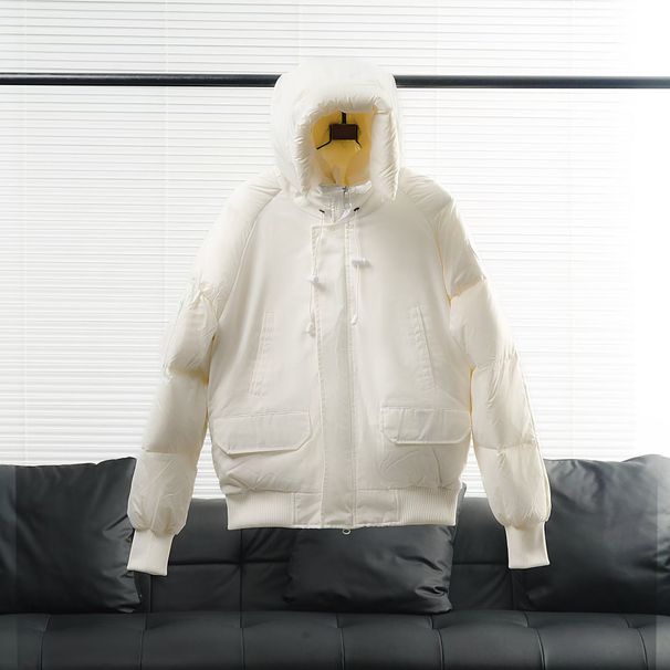Men's Clothing Winter Warm Goose Down Pilot Jacket With Hood, Windproof & Anti-Cold, Loose Fit, Short Length, 650+ Fill Power, 86-90% White Goose Down_viptrois.com