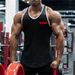 Men's Fitness Vest Summer Stitching I-line Contrast Top Sleeveless T-shirt Slim Stretch Base Shirt Cotton_viptrois.com
