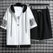 Men's Clothing Summer New Men's Cardigan Sweater Suit Youth Hooded Casual Korean Sportswear Two Piece Suit_viptrois.com
