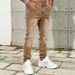 Men's Slim Straight Leg Retro Jeans With Leather Patch, Dark Coffee, Stretch Denim Comfort Fit Versatile Wardrobe Essential_viptrois.com