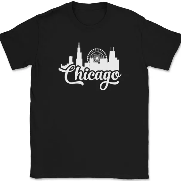 Chicago Cityscape T-Shirt Mens Womens Tees Top Illinois Geography State City Pride Chiagoan IL Tee_viptrois.com