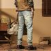 Motorcycle Men Jeans Men Slim Stretch Stitching Cycling Pants Fashion Casual Long Pants_viptrois.com