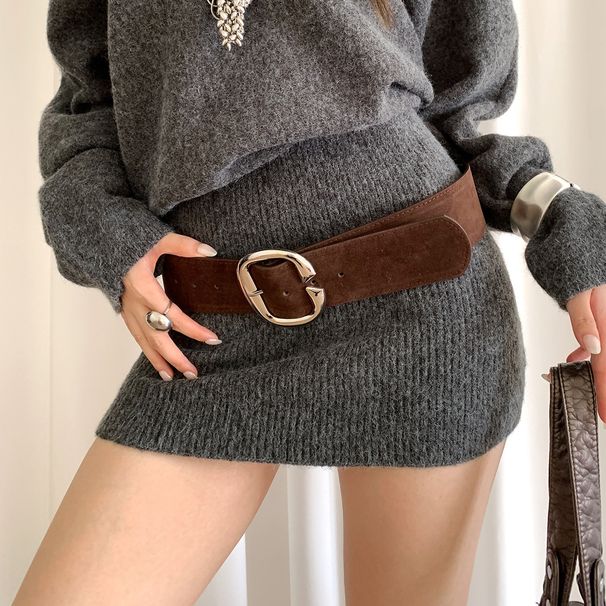 Textured Melard Velvet Wide Belt Women, High-End Feel, Suitable For Dresses And Jeans, Waist Cincher Accessory,_viptrois.com