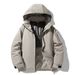 Men's Clothing Oversized Winter Coat, Trendy Thickened Polyester Puffer Jacket With Detachable Hood, Fashionable Zip-Up Parka In Black, White_viptrois.com