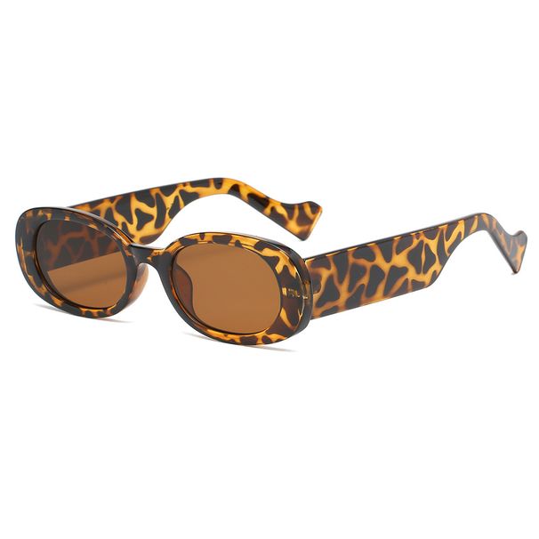 Small Frame Oval Sunglasses For Men & Women - High-End Anti-UV Fashion With Green Frame & Wide Legs (Big Brand Style)_viptrois.com