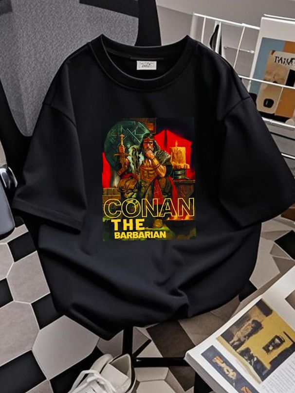 Retro Conan The Barbarian Vintage Men's Son Dad Boyfriend T Shirt Tee S M L XL Comfortable Top For Everyday Wear Summer Breathable Stretched_viptrois.com