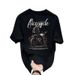Pure Cotton Short T-s Casual Women's Summer Instagram White Round Neck Top Trendy And Versatile Men's Half Sleeved_viptrois.com