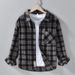 Autumn Men's Brushed Plaid Long Sleeved Shirt Jacket Trendy Casual Loose And Versatile Youth Men's Shirt_viptrois.com