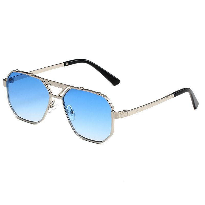 Retro Pilot Sunglasses (Dual-Bridge Metal Frame, Unisex Oversized Fashion Shades, Hot Seller)_viptrois.com