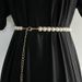 New handmade white pearl slim waist chain for women with dress sweet belt metal chain sweater belt_viptrois.com