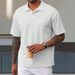 Vintage-Inspired Textured Knit Polo Shirt For Men, Relaxed Fit Short Sleeve Top With Retro Collar, Breathable Casual Daily Wear_viptrois.com