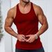 Men's Slim Racer Vest Solid Color Knitted Fitness Sports Top For Spring Summer New Casual Breathable Short Sleeve_viptrois.com