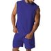 Independent Station Cross-border New Summer Sleeveless Sports Suit Men's Casual Thin Top Solid Color Vest Two-piece Set Men's_viptrois.com