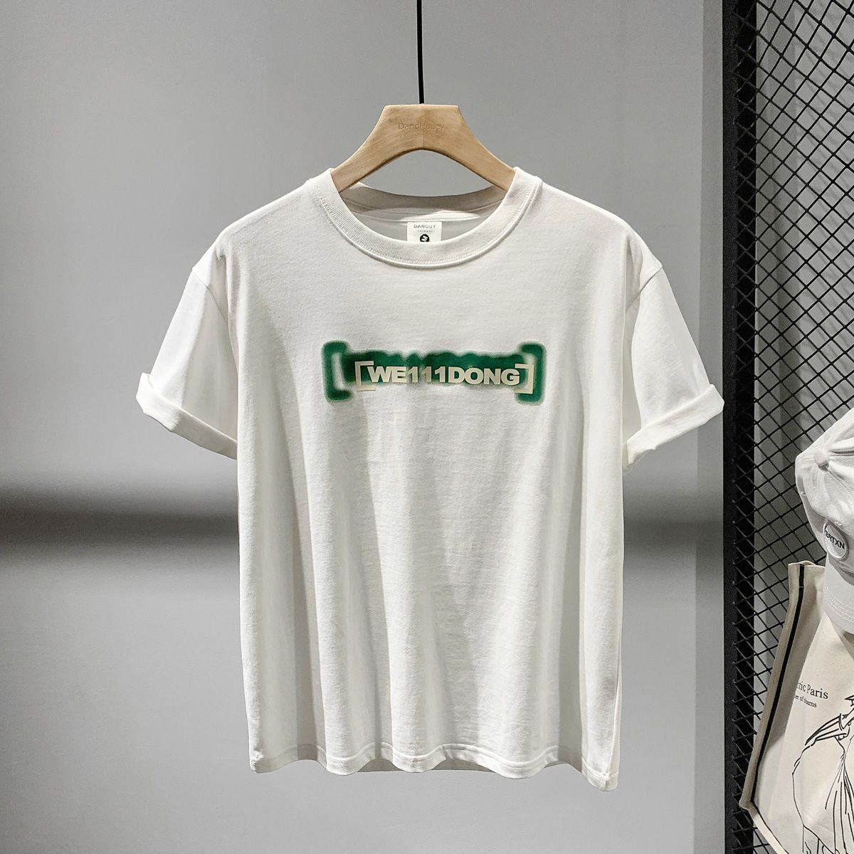 2025 Fashion Letter Printed Crew Neck Short Sleeve T-Shirt Men's Loose Breathable Casual Versatile Handsome Half Sleeve Top_viptrois.com