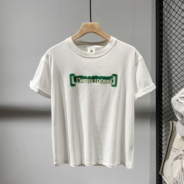 2025 Fashion Letter Printed Crew Neck Short Sleeve T-Shirt Men's Loose Breathable Casual Versatile Handsome Half Sleeve Top_viptrois.com