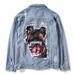 Men's Clothing trendy high street denim jacket trendy men's wear ins student loose hole print patch couple_viptrois.com